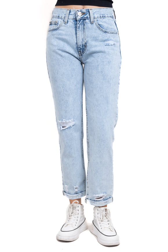 Jeans mom destrucciones dobladillo