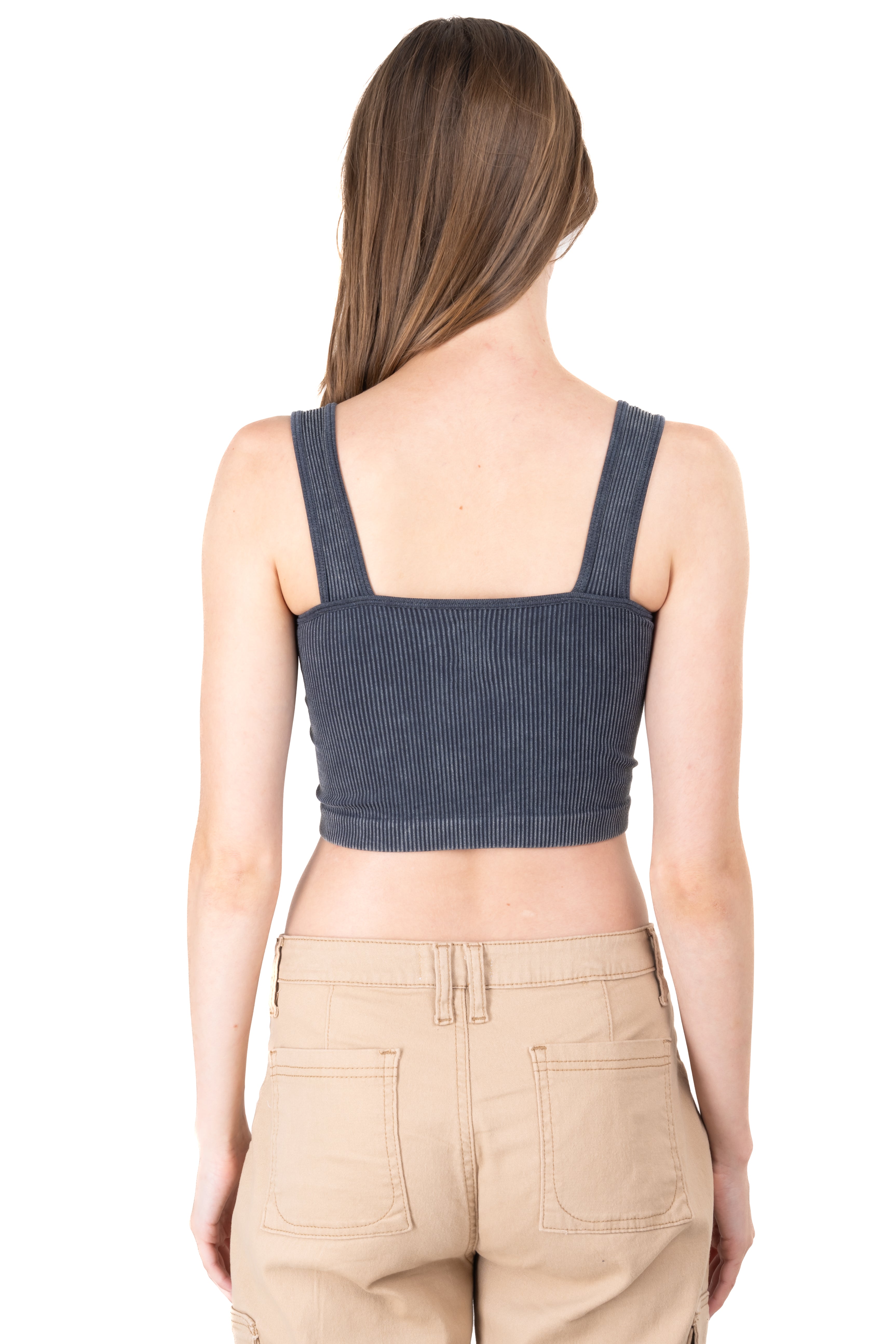 Top seamless tirantes acid wash