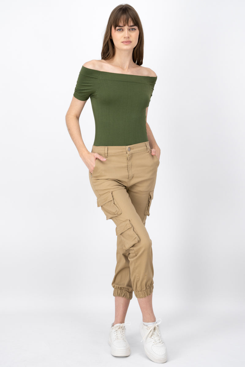 Jeans cargo monocolor