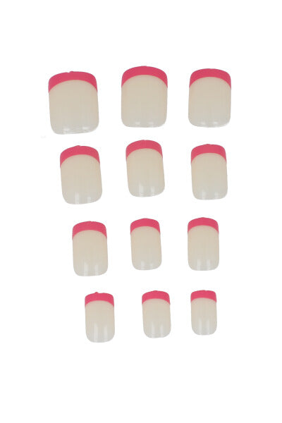 Set 12 uñas cuadradas francesas