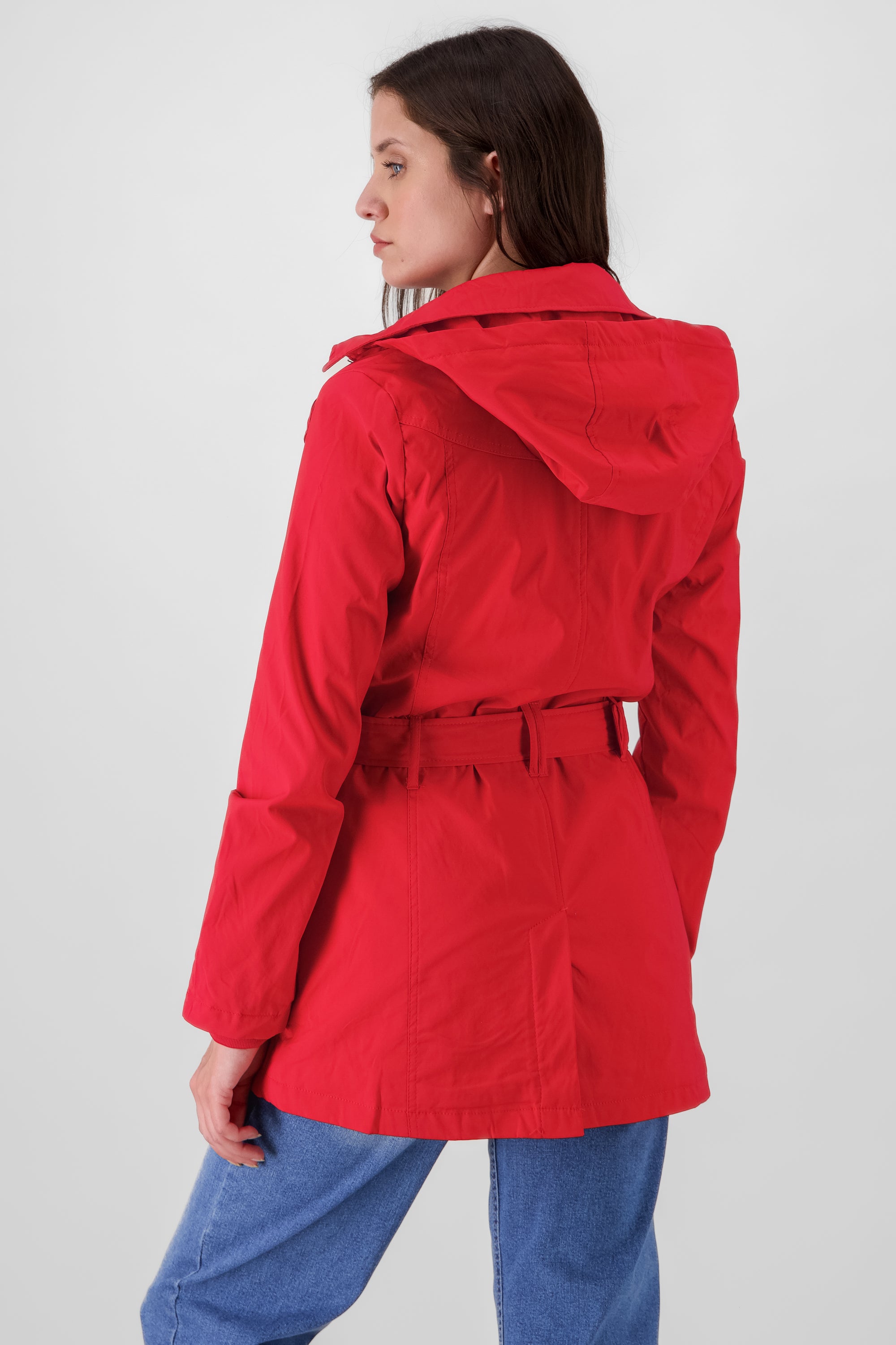 Gabardina monocolor botones cinturón