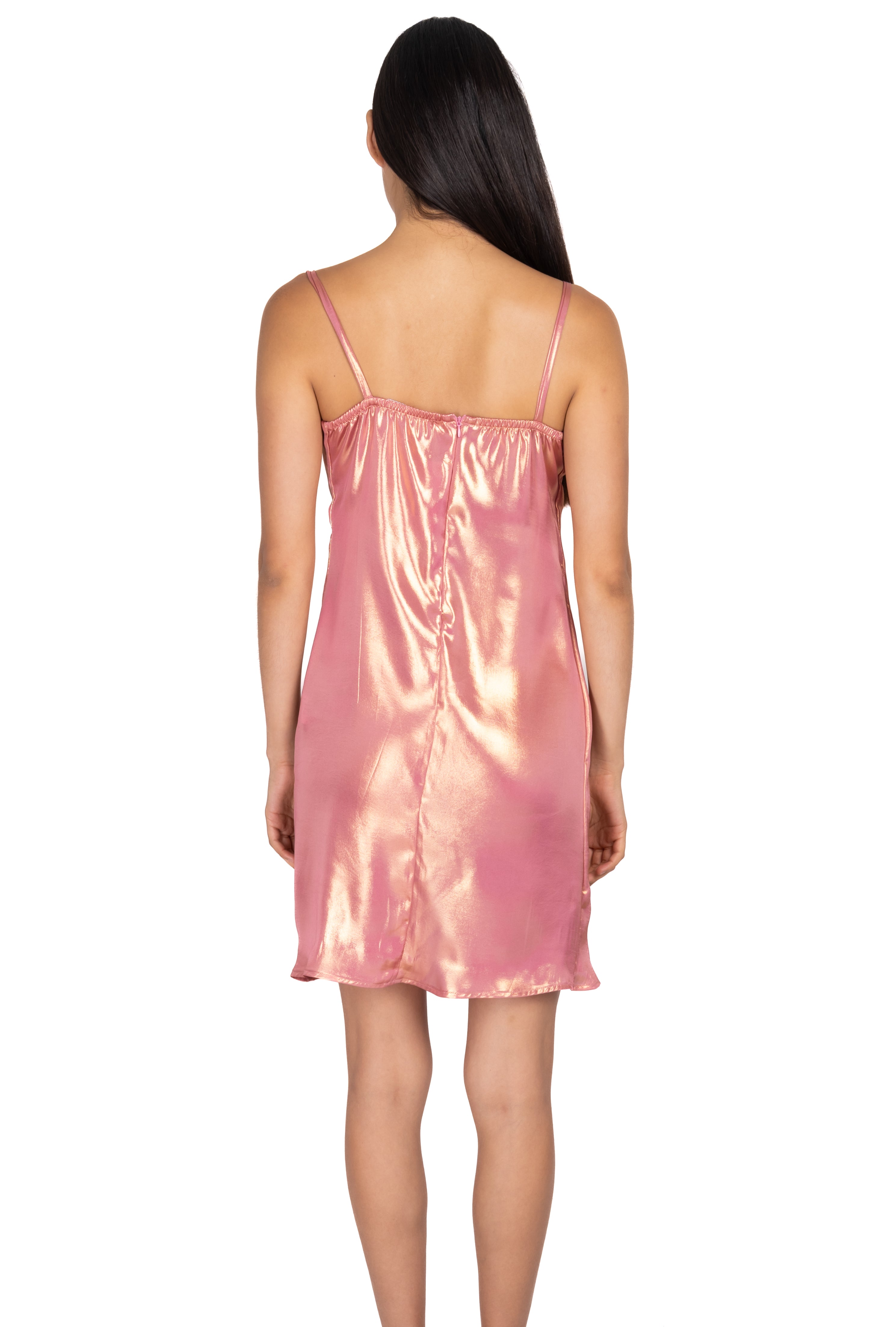 Vestido mini metálico abertura