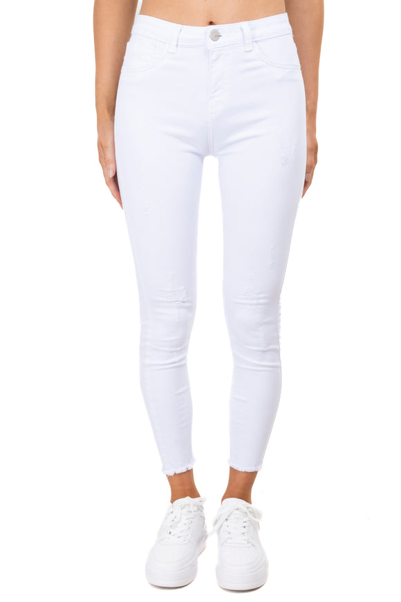 Jeans skinny cintura alta destrucciones
