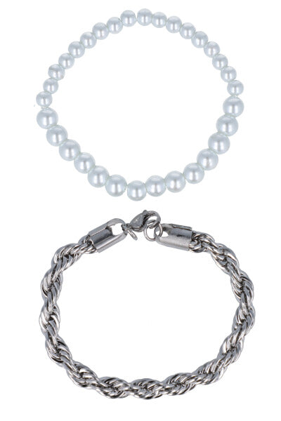 Set pulseras cadena perlas