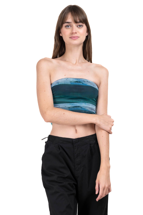 Top strapless mesh estampado