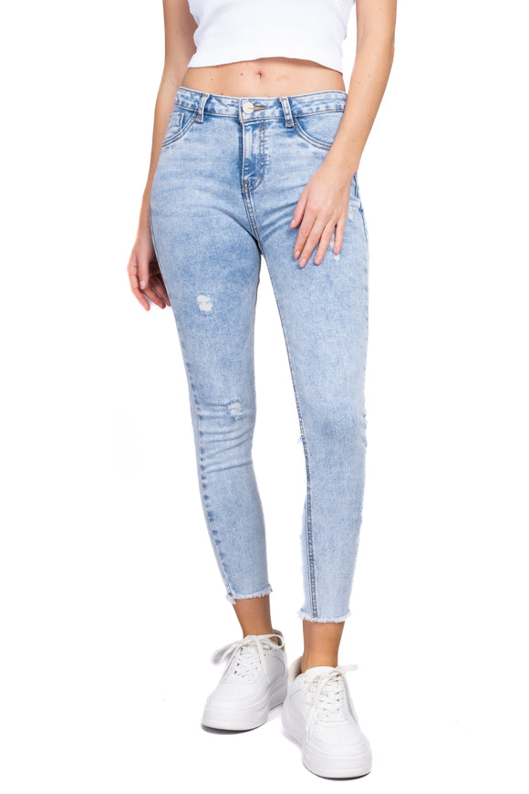 Jeans skinny con corte en tobillo