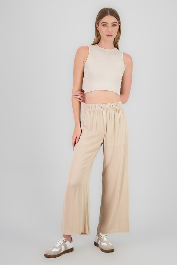 Pantalón Wide Leg Cintura Elástico