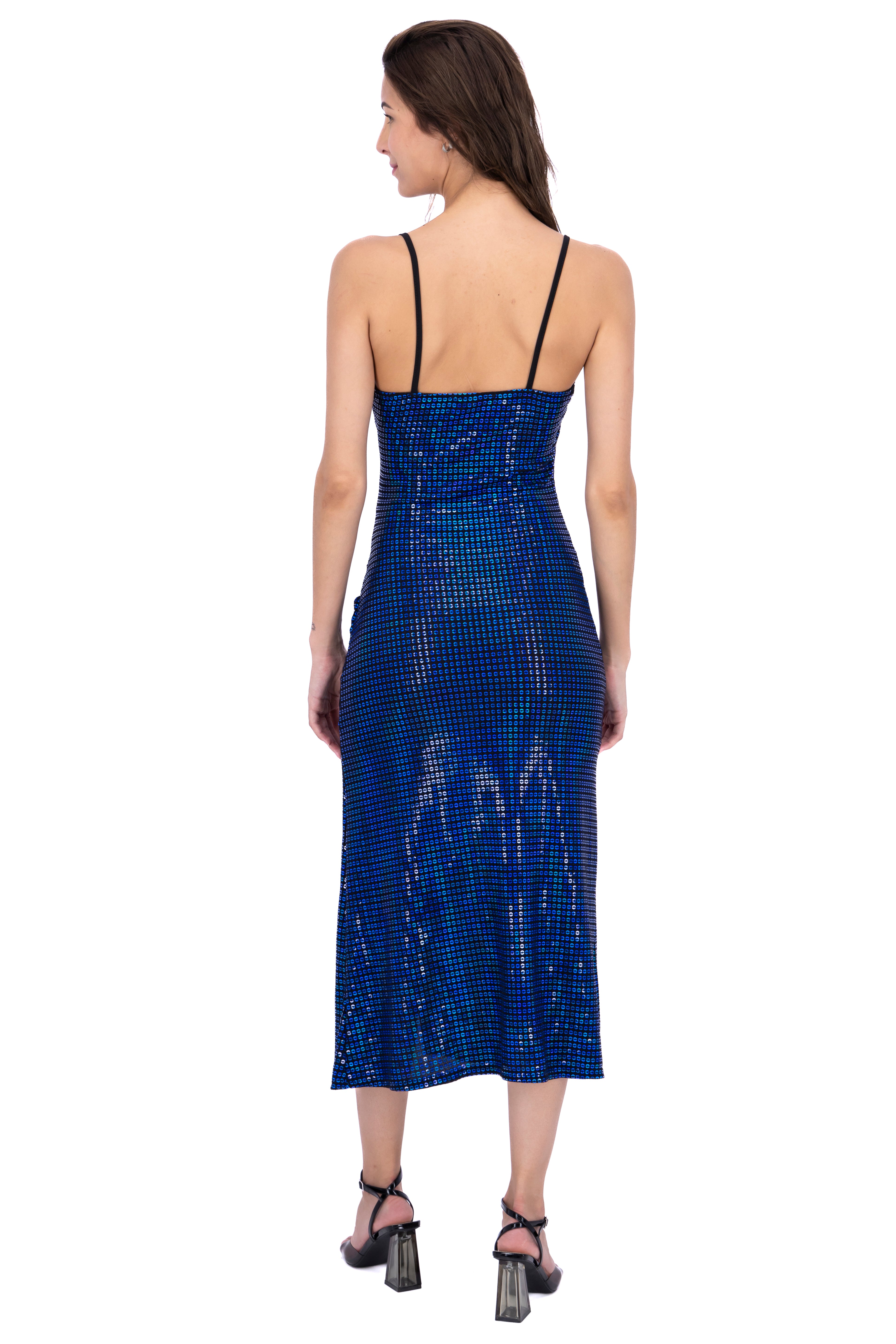 Vestido midi cruzado lentejuela