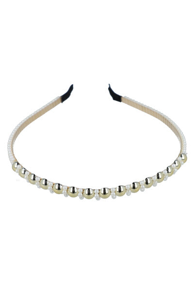 Diadema metálica delgada perlas