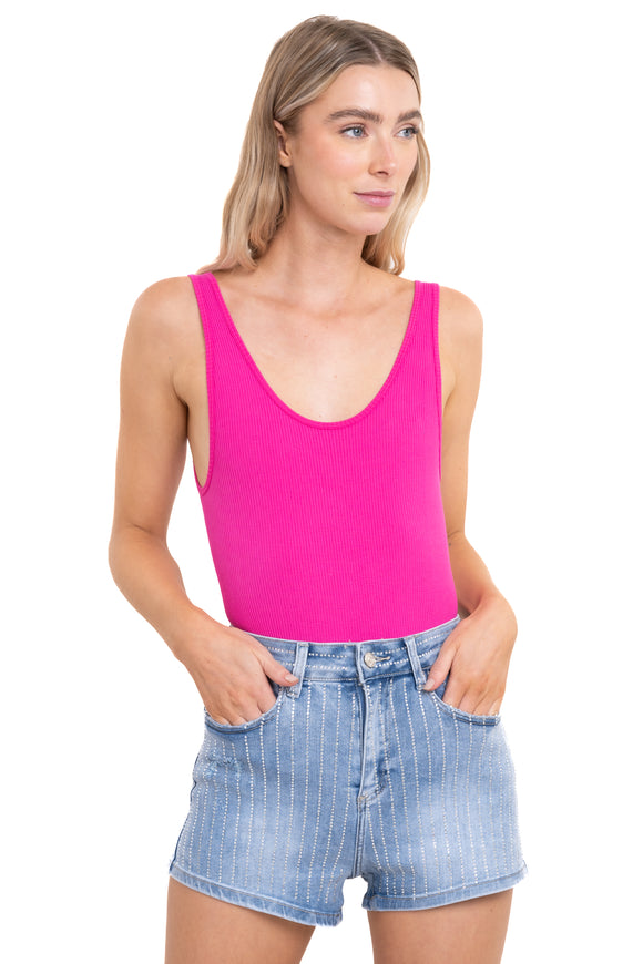 Bodysuit acanalado cuello redondo