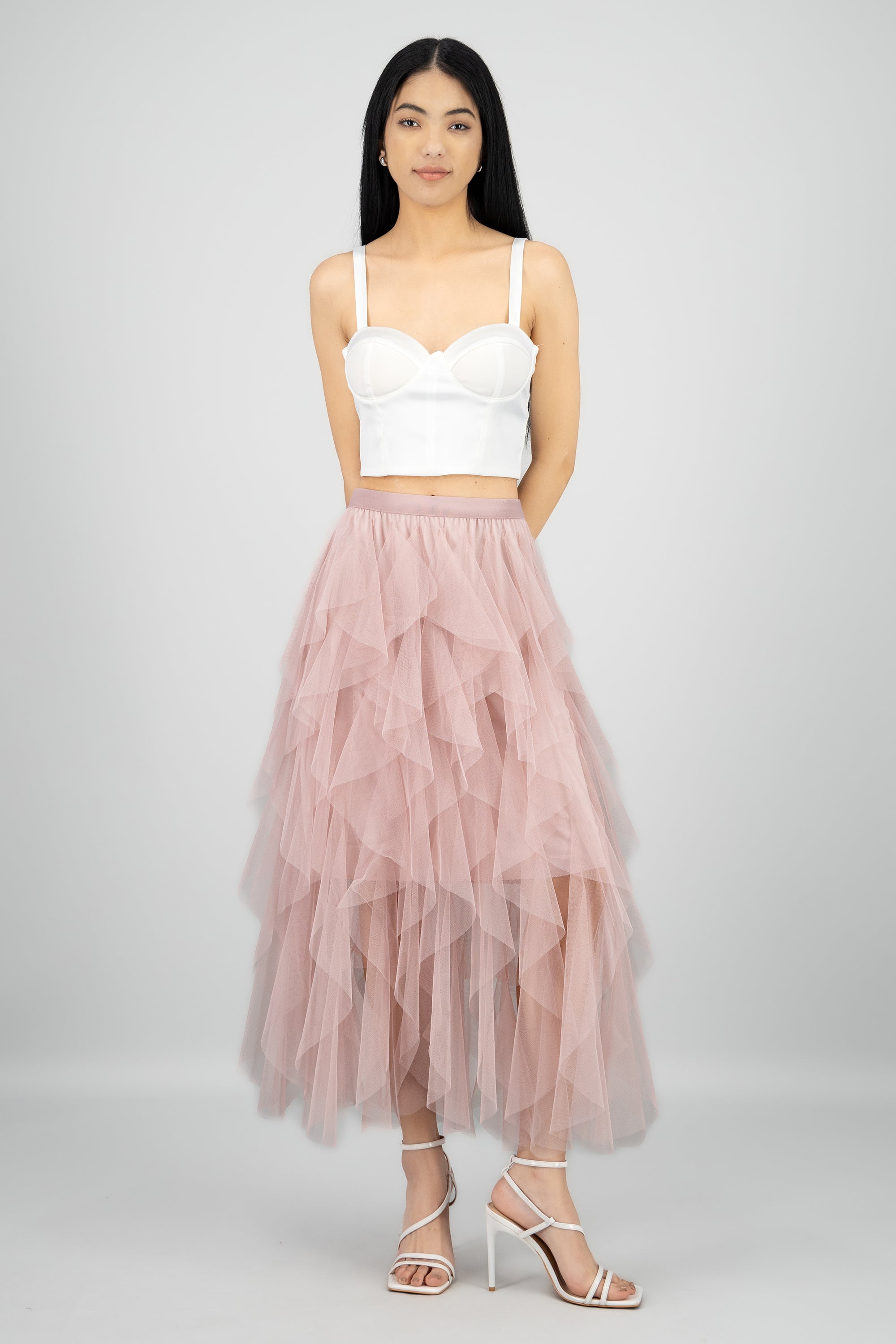 Falda Midi Mesh Cascada