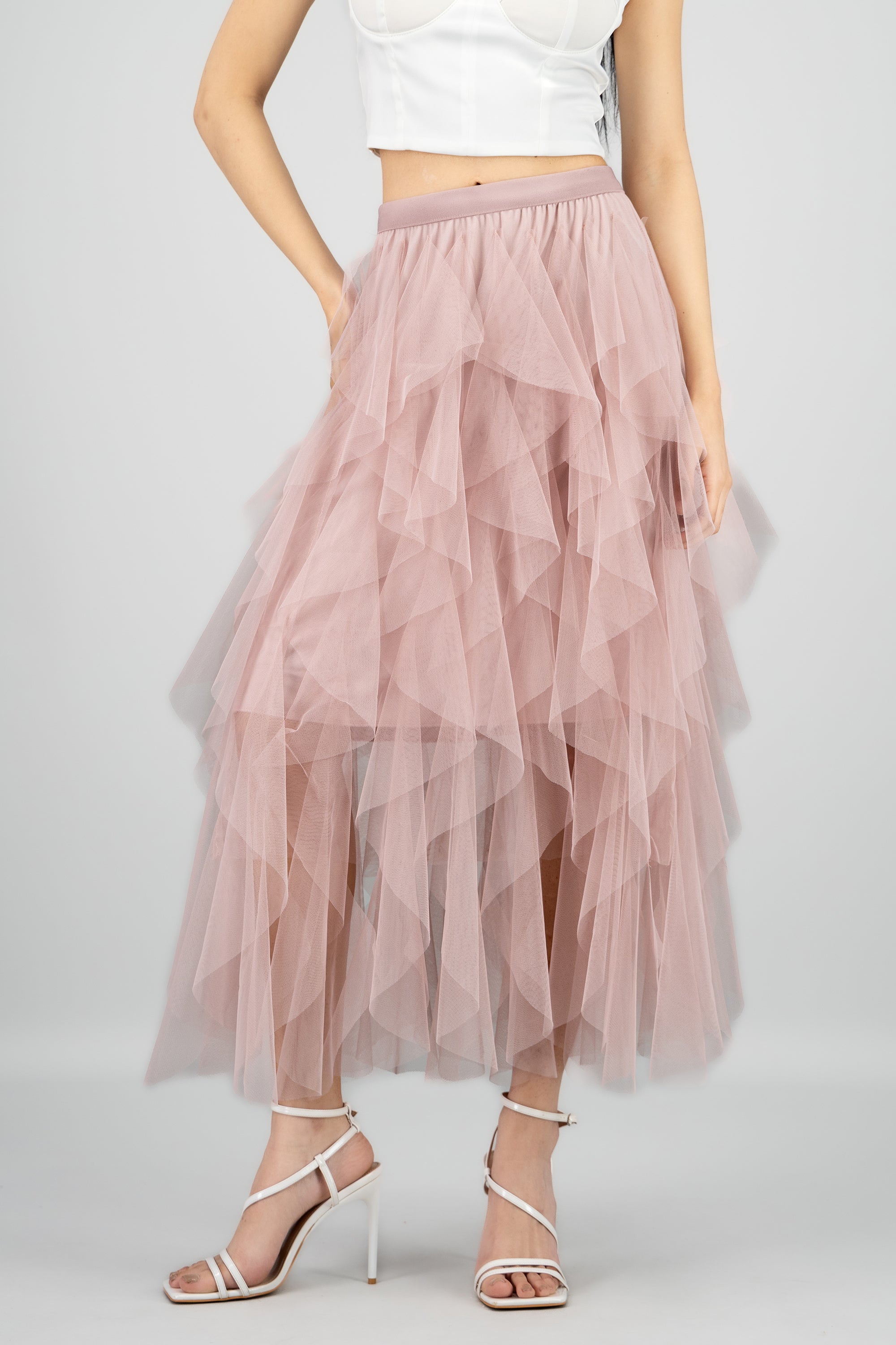 Falda Midi Mesh Cascada