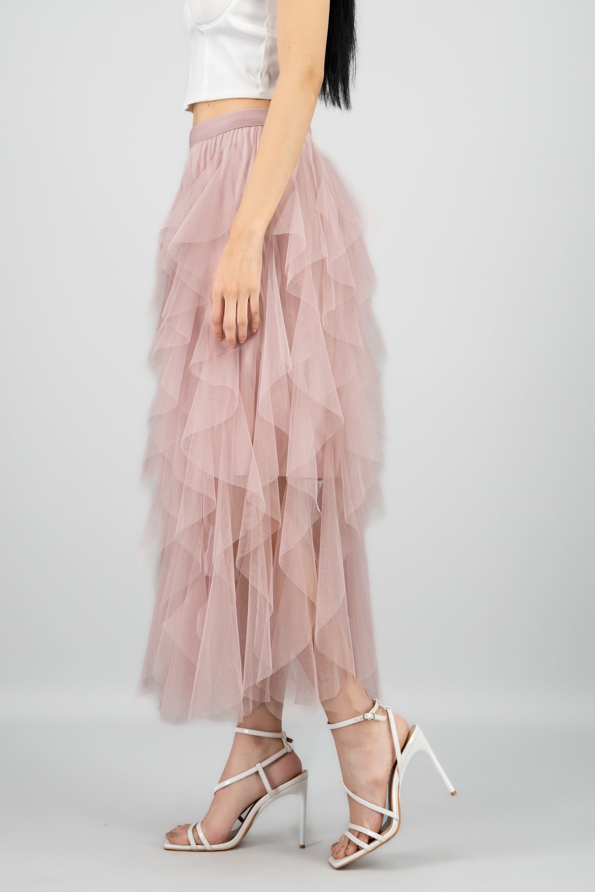 Falda Midi Mesh Cascada