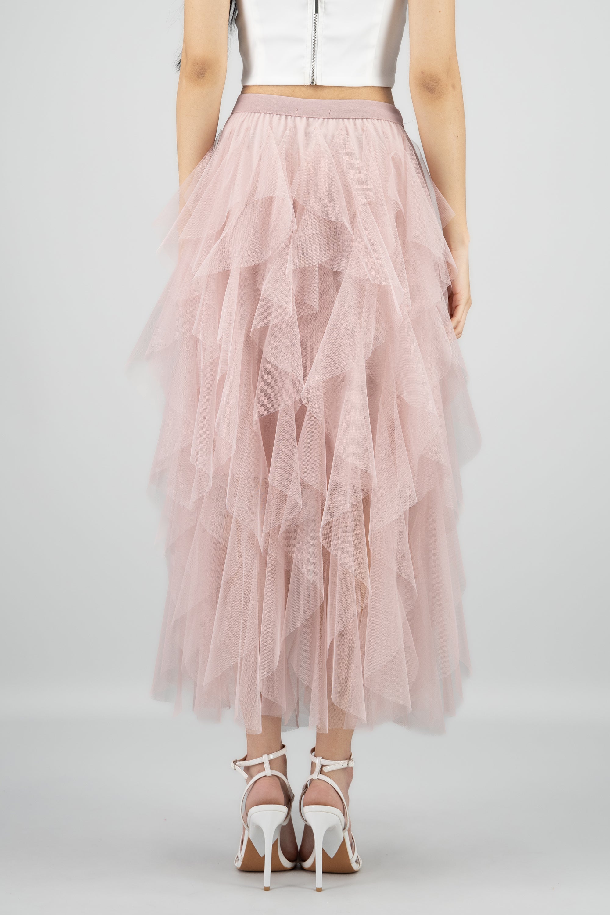 Falda Midi Mesh Cascada