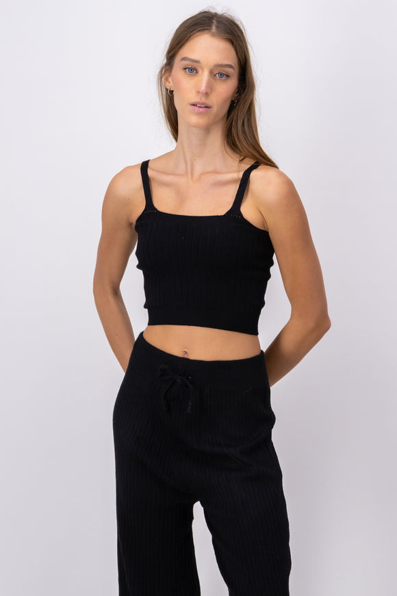 Top tejido acanalado tirantes