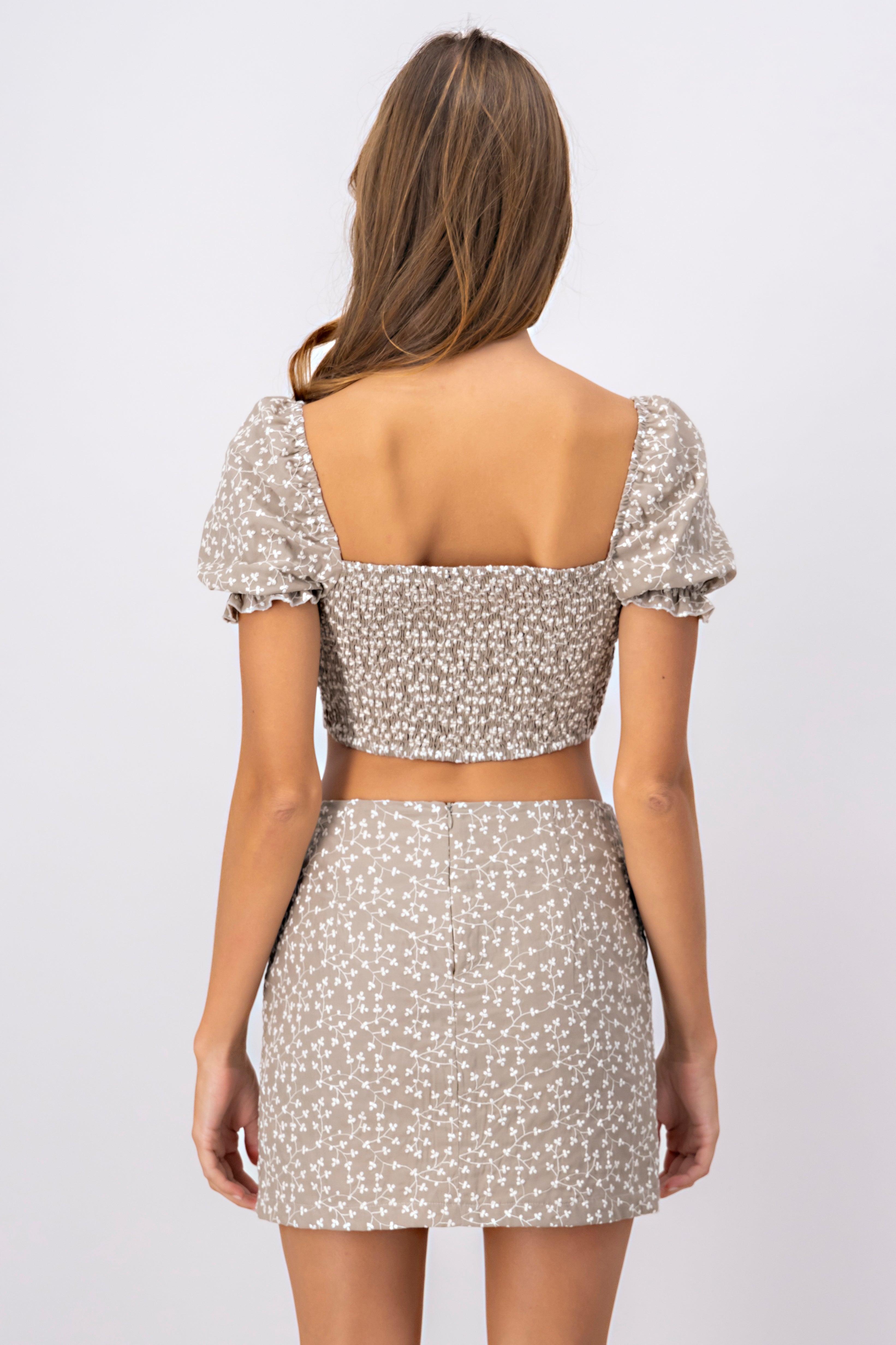 Top corset flores bordadas