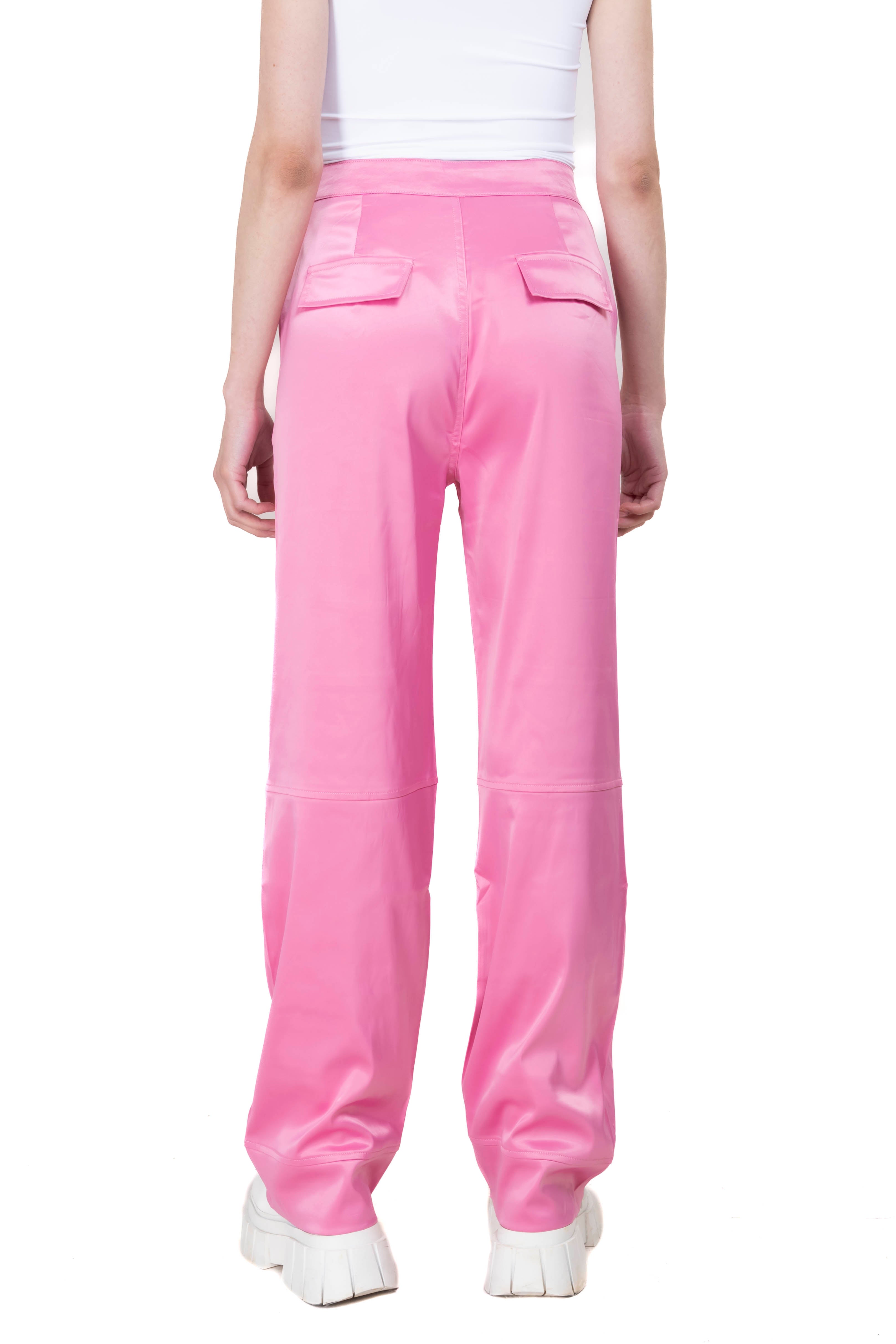 Pantalón recto cargo satinado