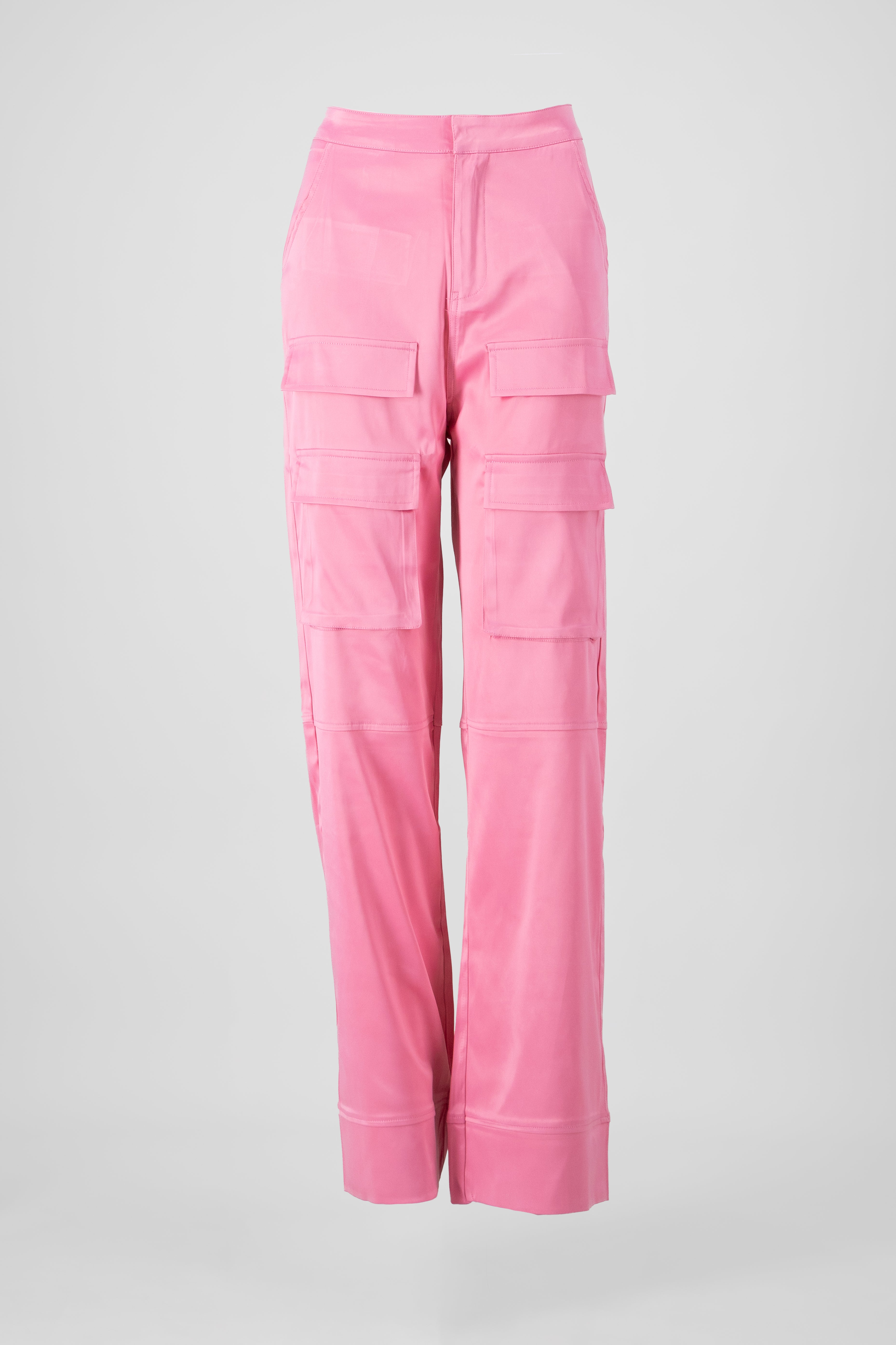 Pantalón recto cargo satinado