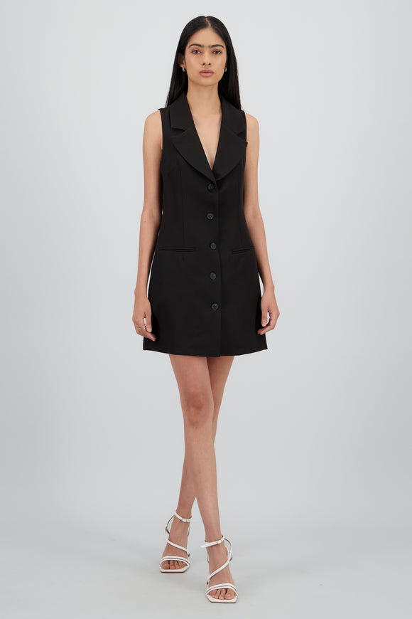 Vestido Mini Solapa Botones