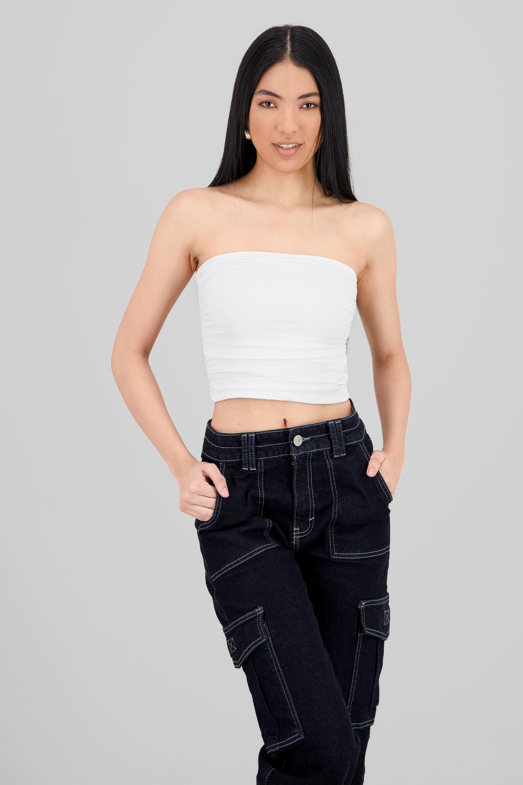 Top Tubo Strapless Drapeado