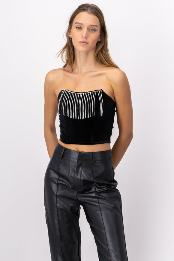 Corset terciopelo tira brillos