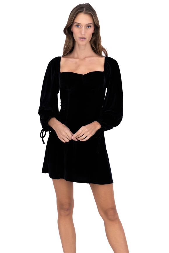 Vestido velvet manga larga copas