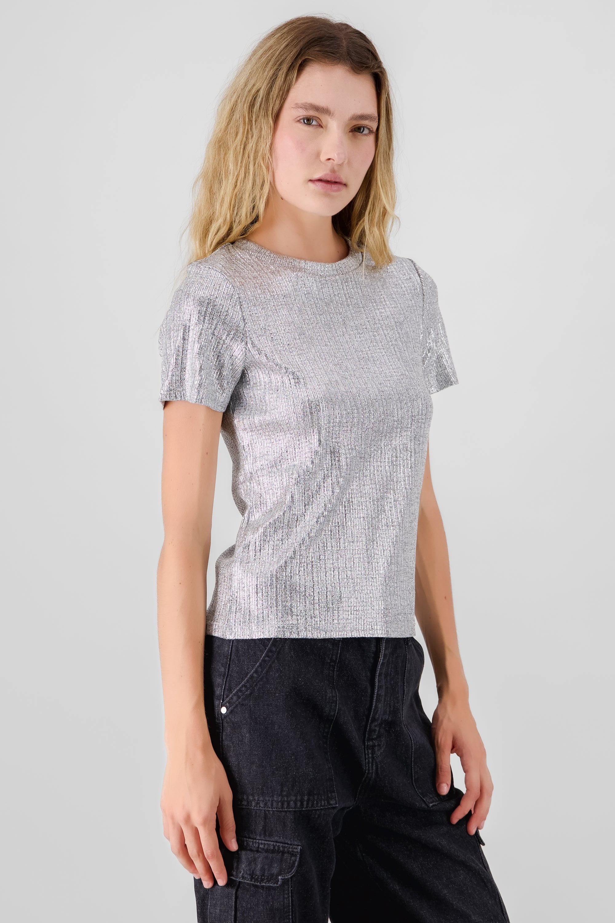 Playera metálica manga corta