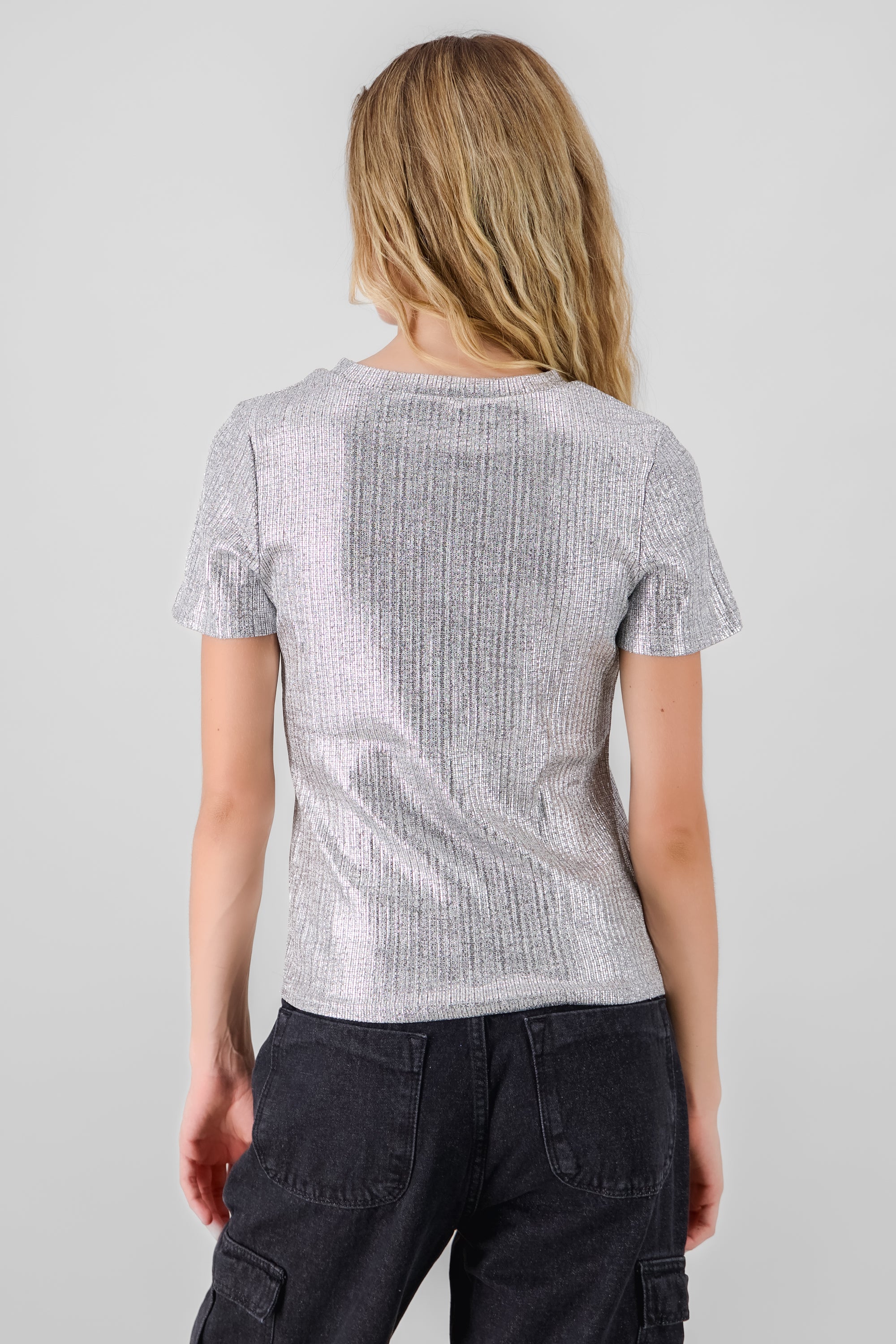 Playera metálica manga corta