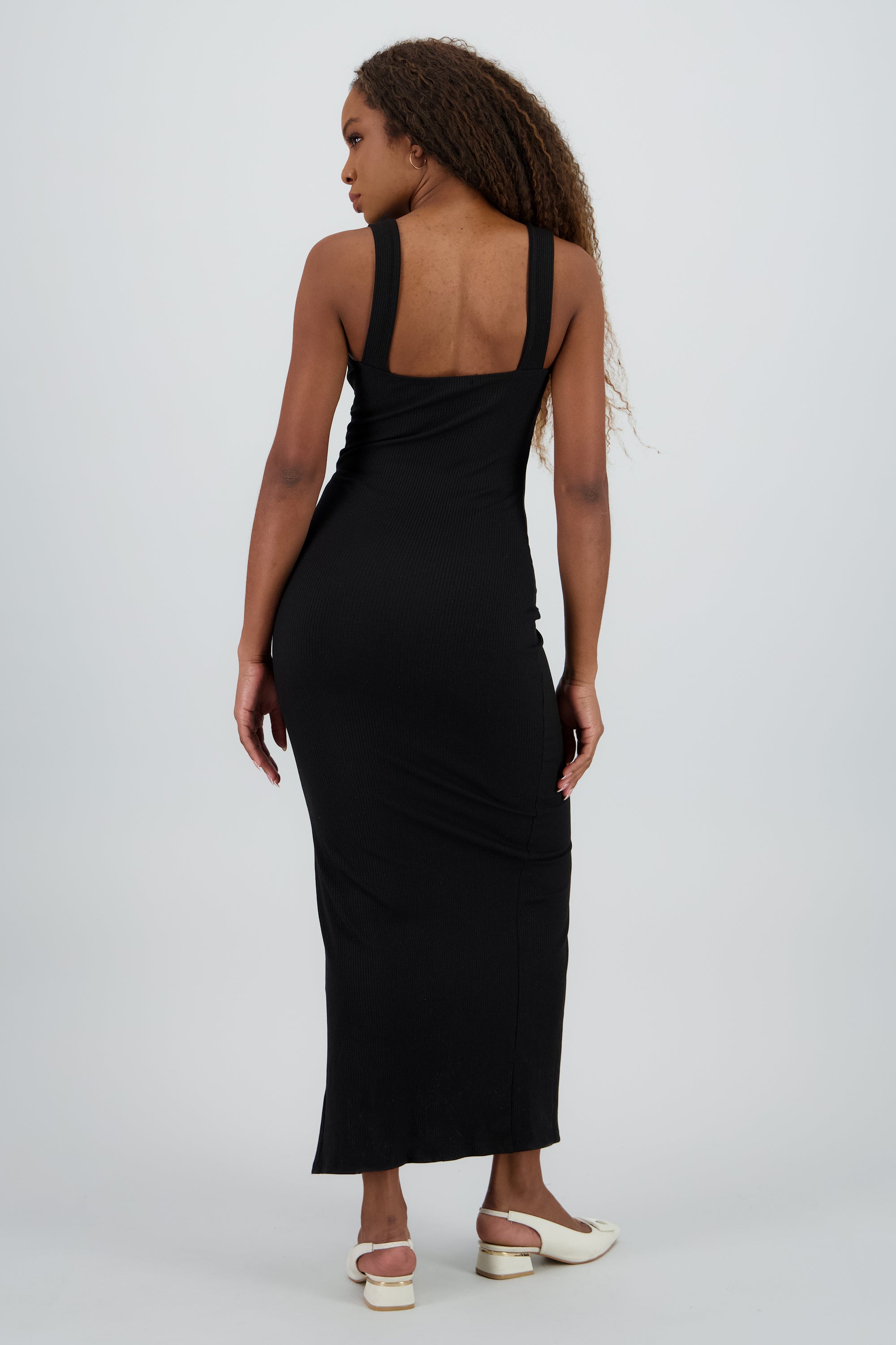 Vestido Maxi Acanalado Abertura