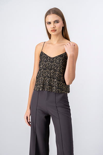 Top tirantes brillos metálicos