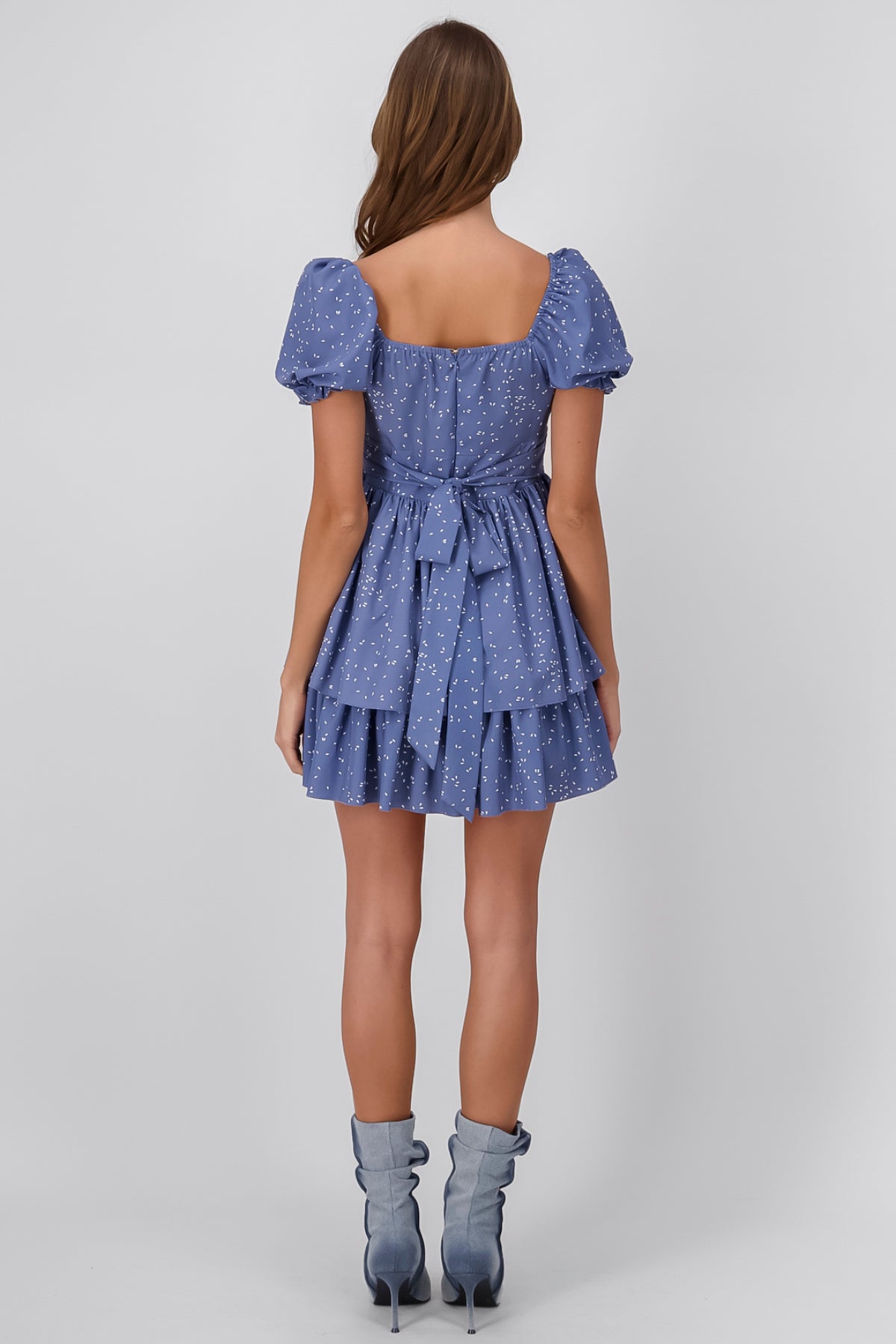 Vestido Mini Manga Abullonada
