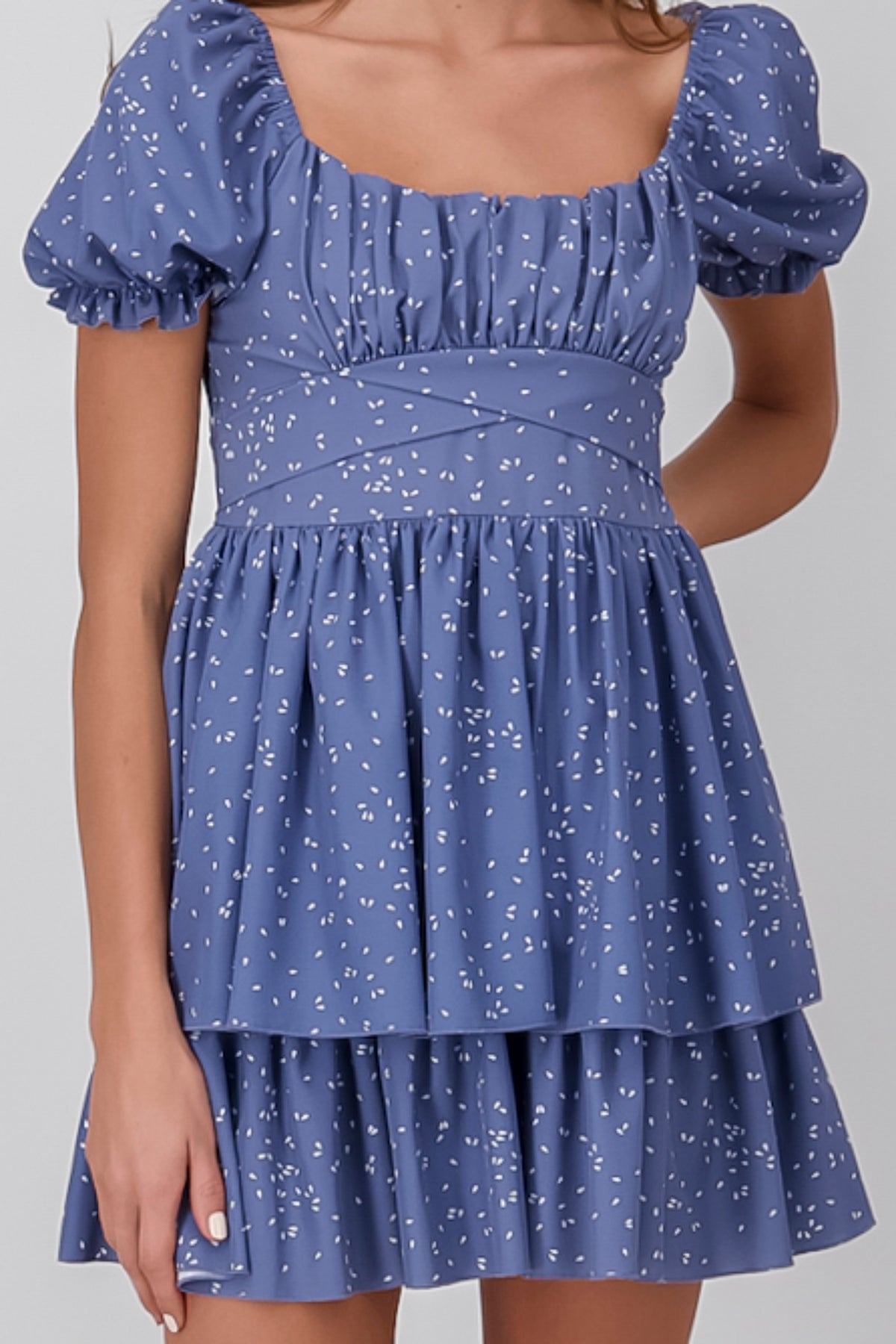 Vestido Mini Manga Abullonada