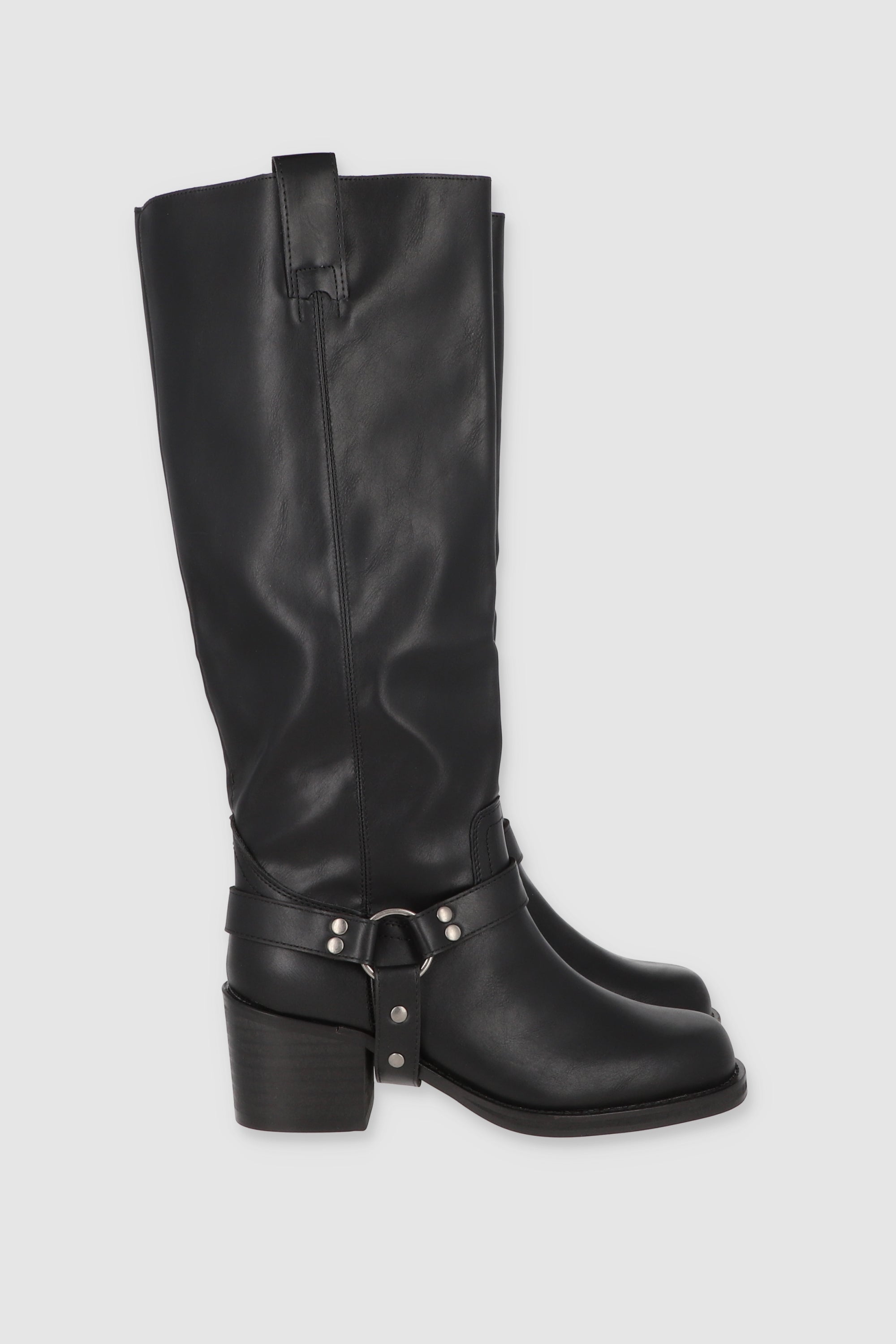 Bota Biker Punta Cuadrada Hebillas