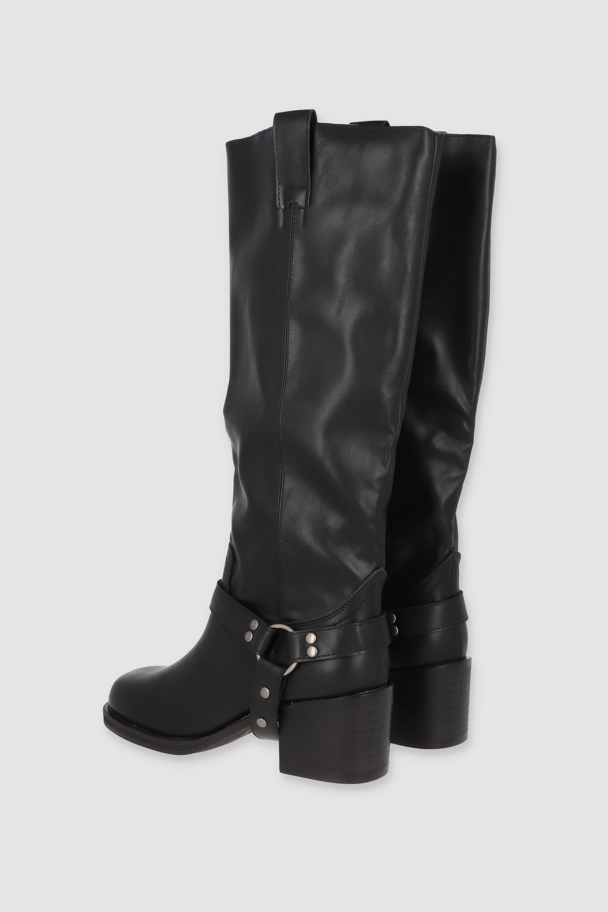 Bota Biker Punta Cuadrada Hebillas