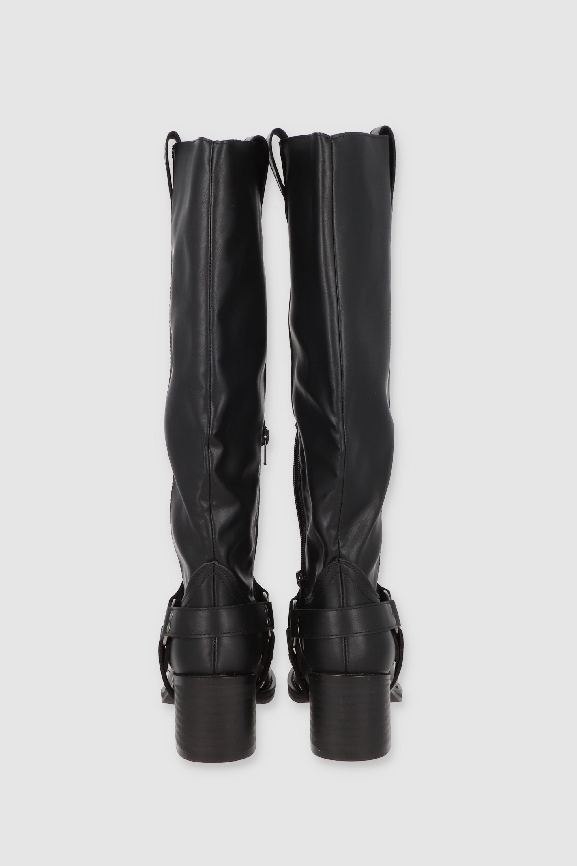 Bota Biker Punta Cuadrada Hebillas
