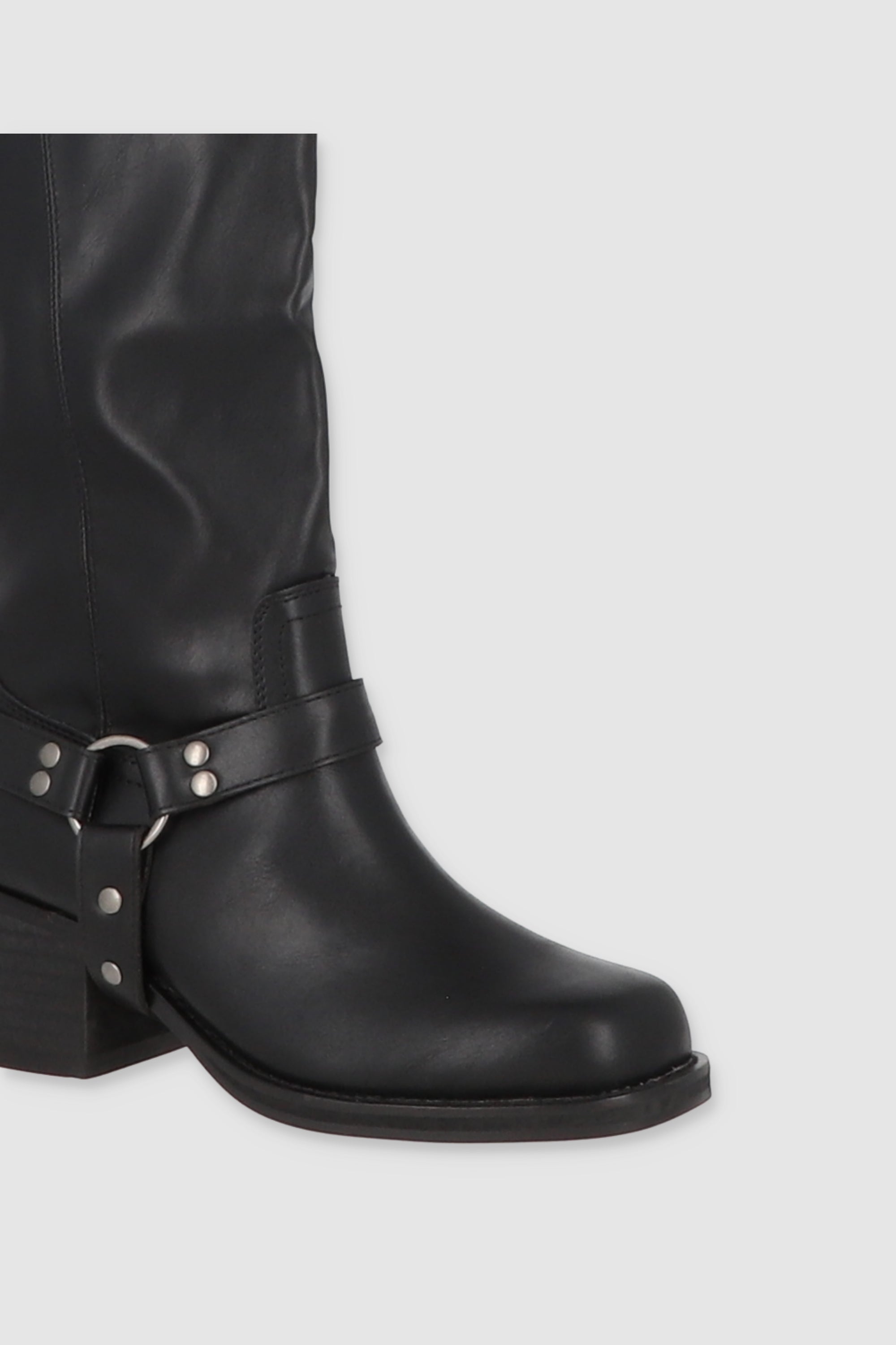 Bota Biker Punta Cuadrada Hebillas