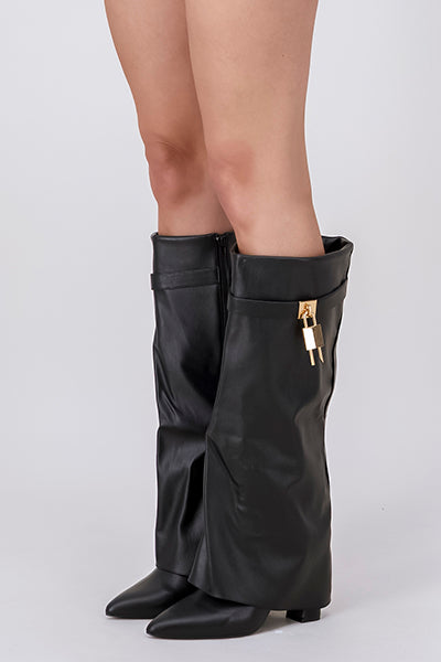 Botas Largas Botas Negras Con Cintas Botines Botas Largas Con