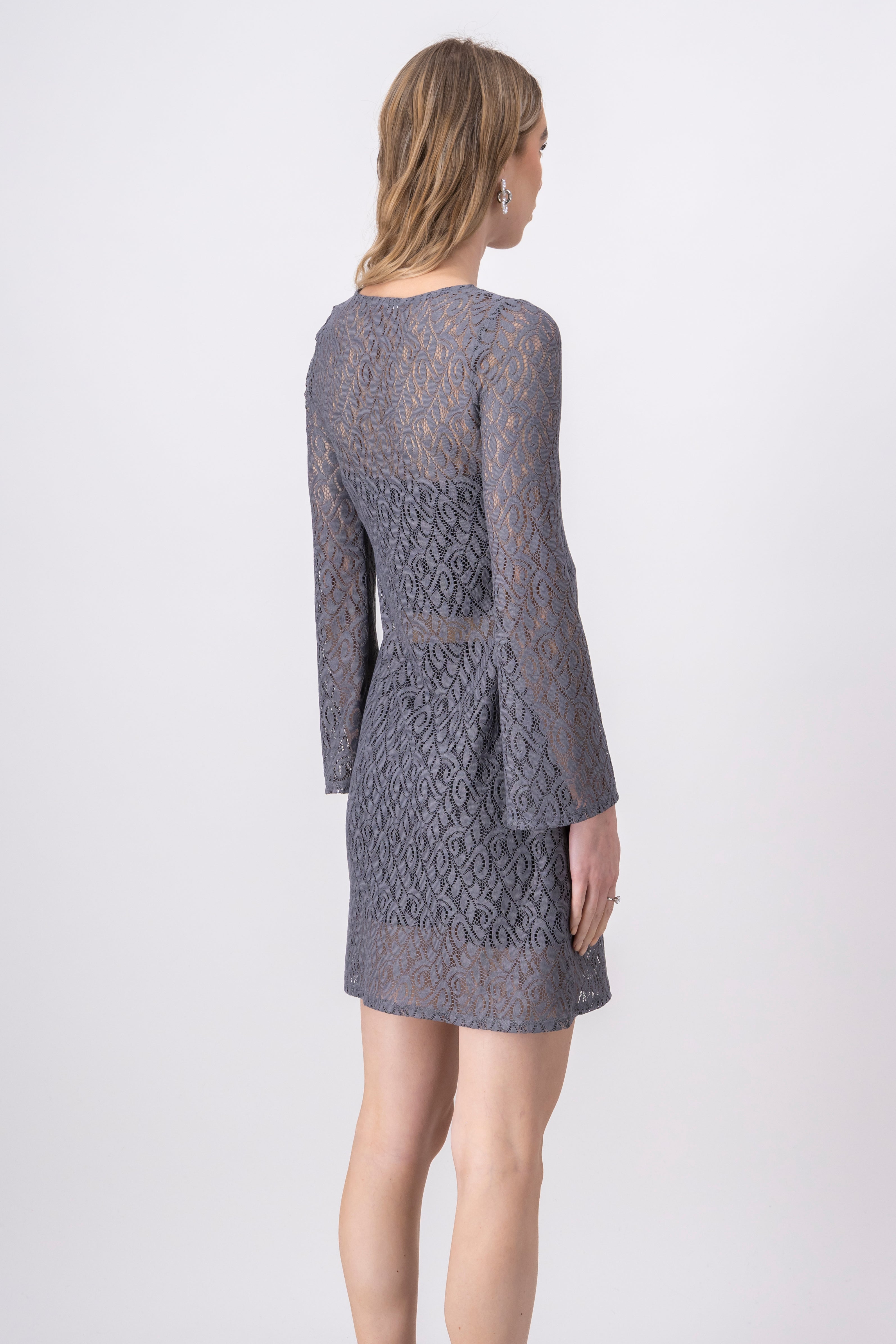 Vestido mini encaje mesh
