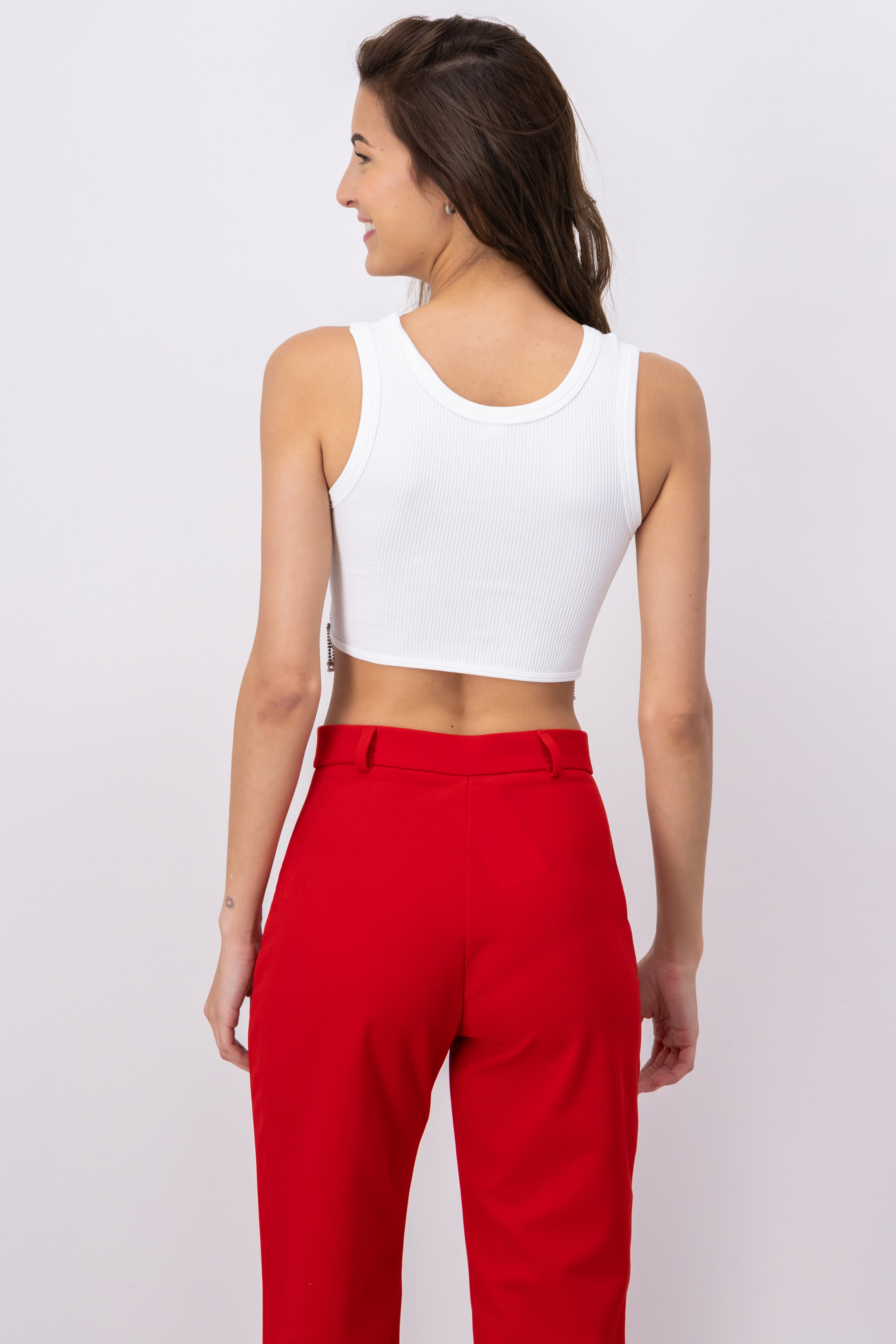 Top con detalle de brillos liso