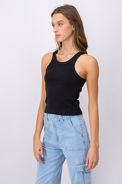 Top cuello halter rib