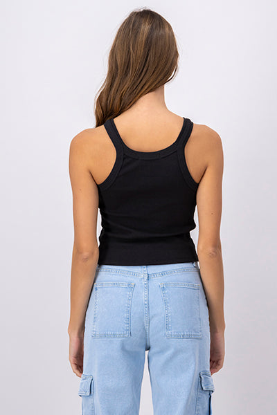 Top cuello halter rib