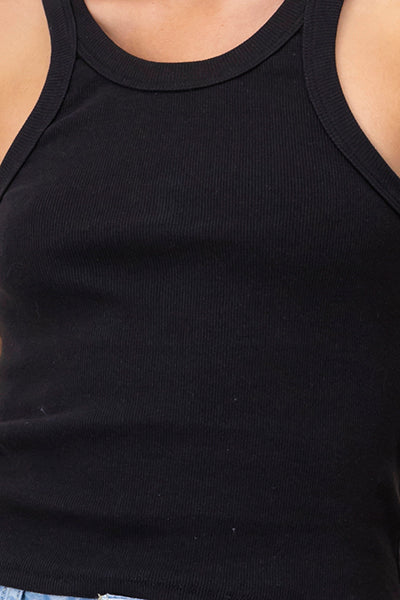 Top cuello halter rib