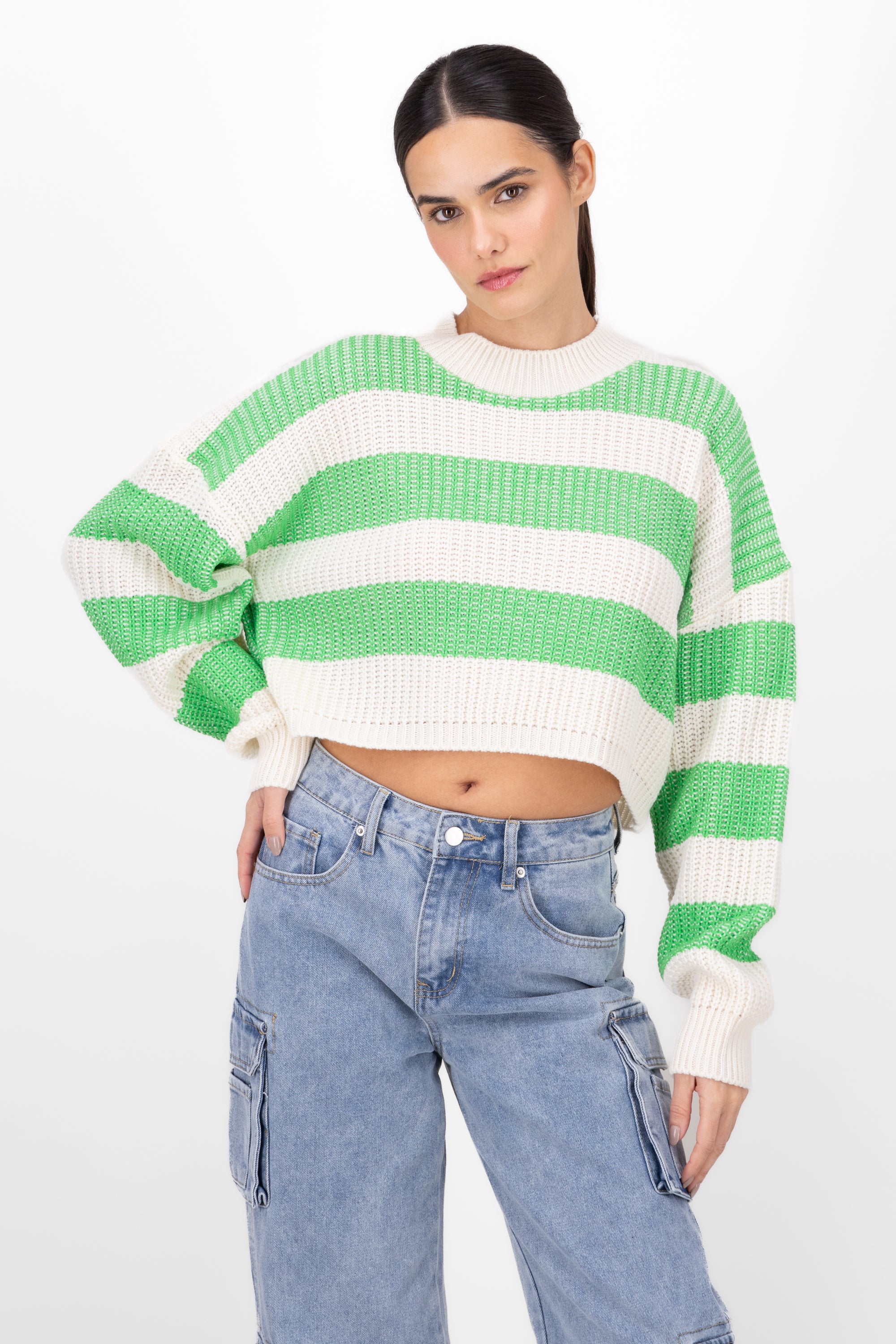 Sueter Crop Tejido Rayas