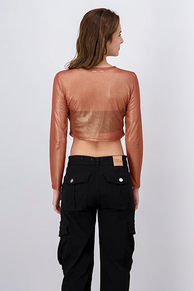 Top mesh metálico brillos