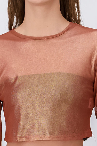 Top mesh metálico brillos