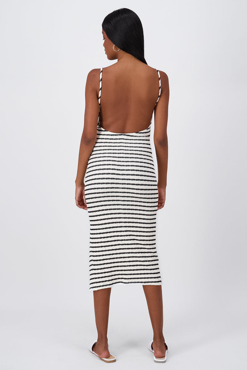 Vestido Midi Halter Rayas
