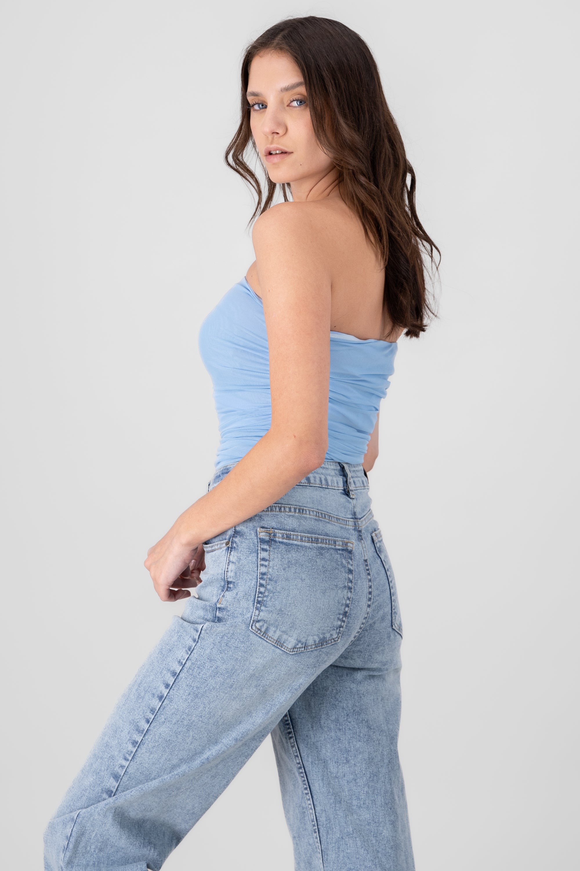 Top Mesh Strapless Mesh