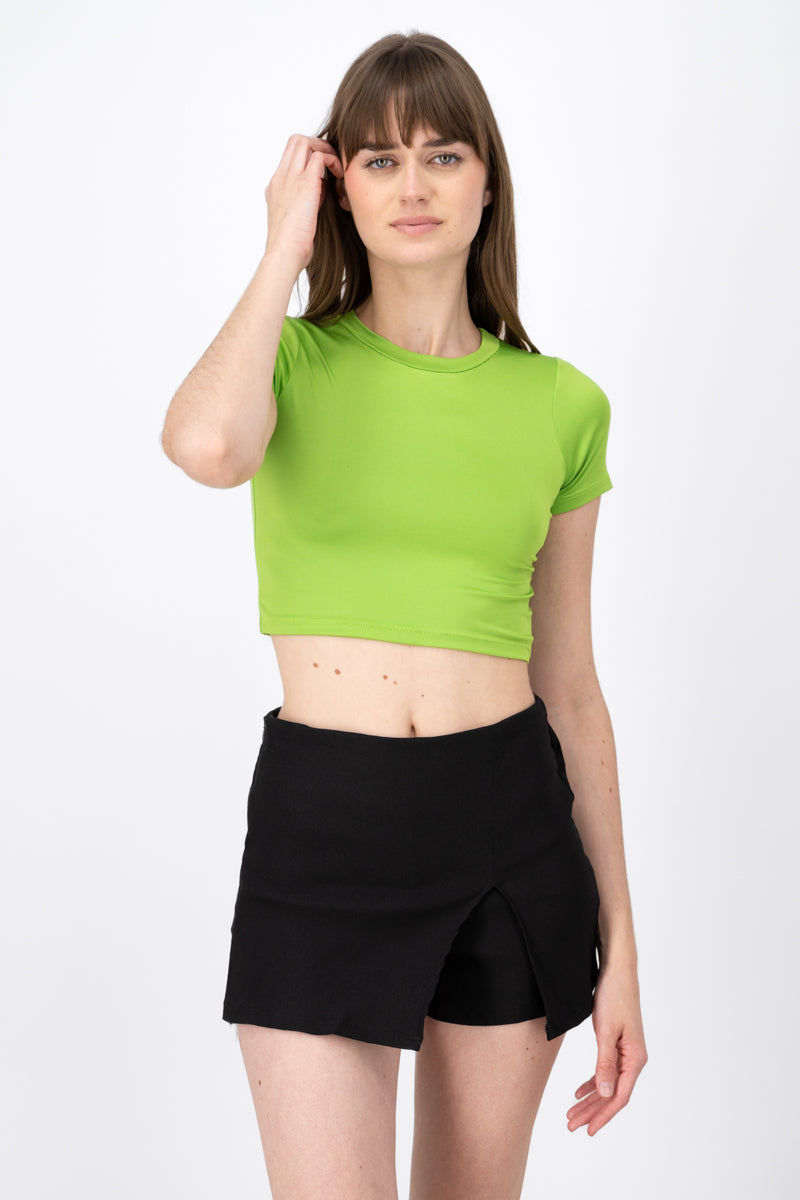 Top crop manga corta