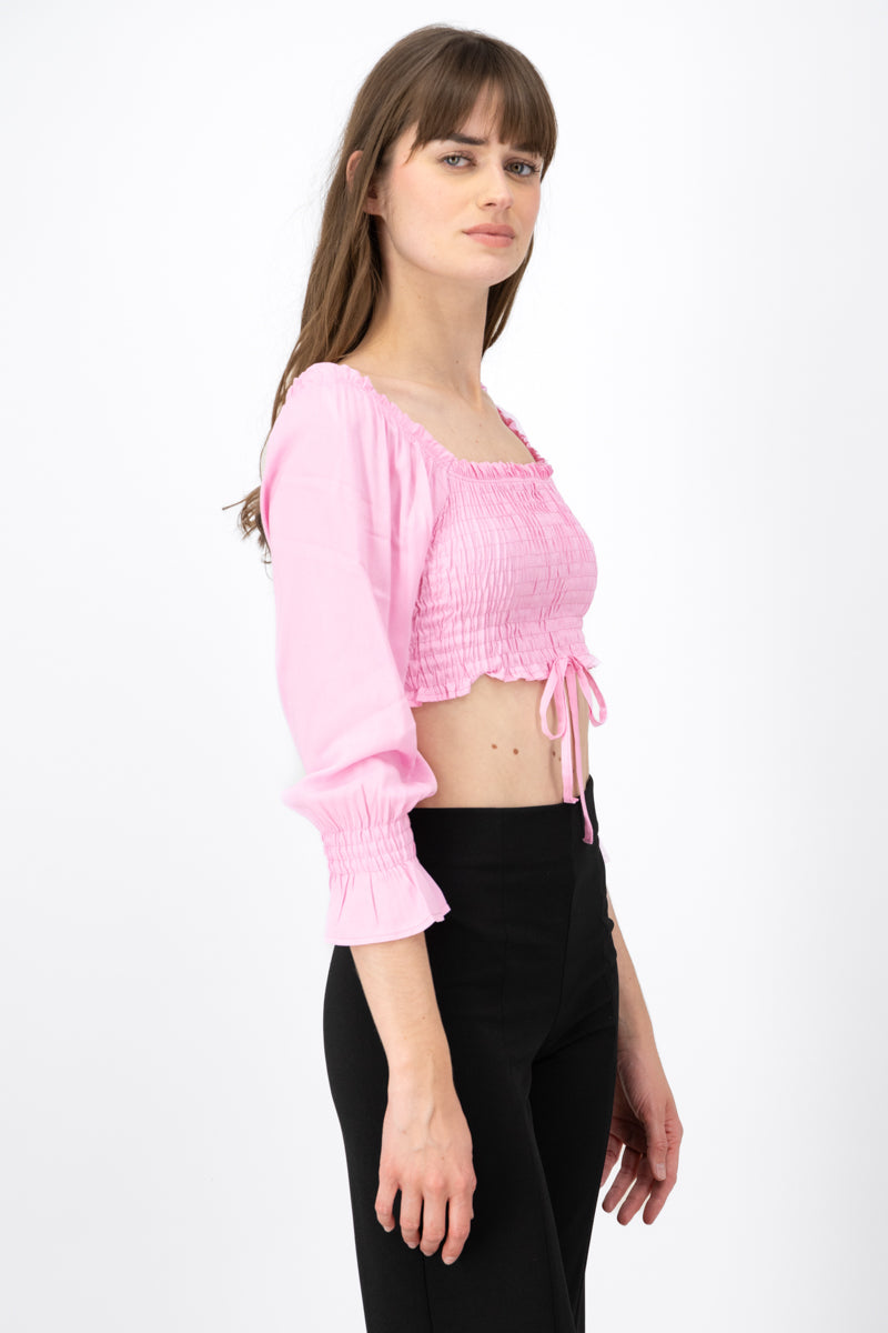 Blusa Manga Larga Abullonada Detalle Resorte