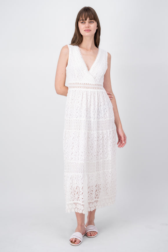 Vestido maxi encaje escote en V Hypsters